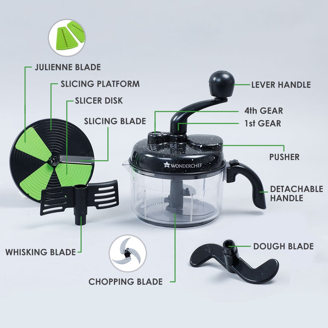 Wonderchef Turbo Chopper with Dough Kneader Attachment