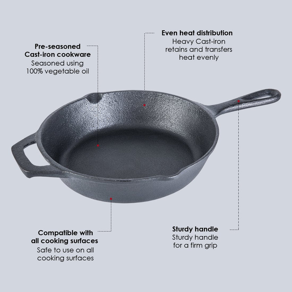 Wonderchef Forza- Pre Seasoned cast Iron Fry Pan 24 cm 2.5L