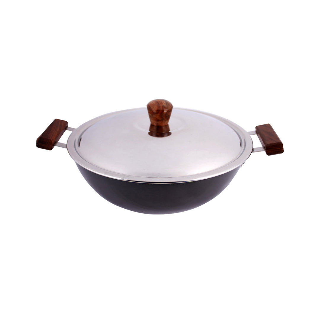 Wonderchef Ebony Hard Anodized Wok with Lid - 24cm 2.7L