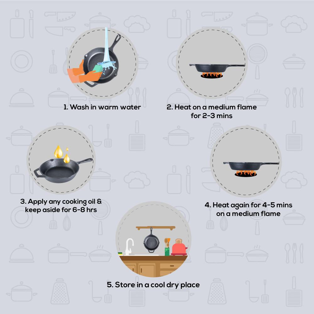 Wonderchef Forza- Pre Seasoned cast Iron Fry Pan 24 cm 2.5L