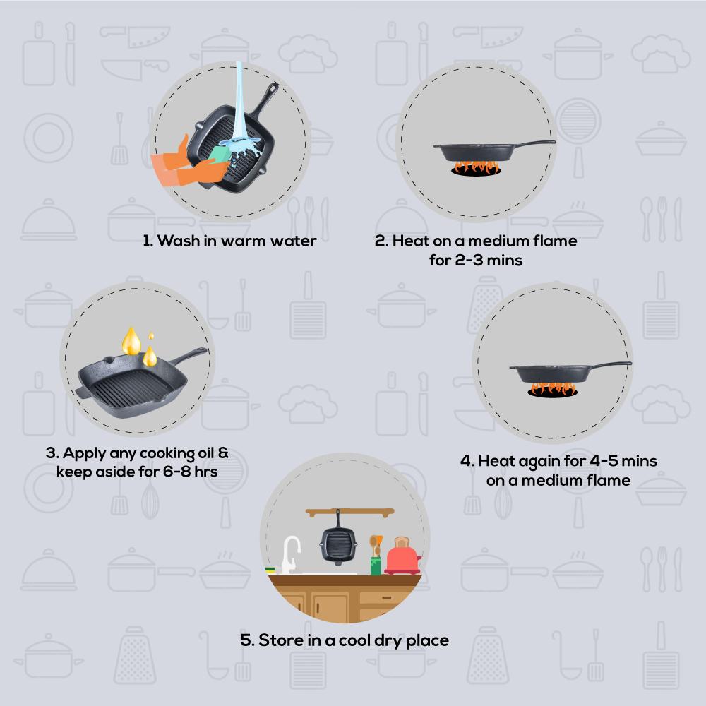 Wonderchef Forza- Pre Seasoned cast Iron Grill Pan 26 cm 2L