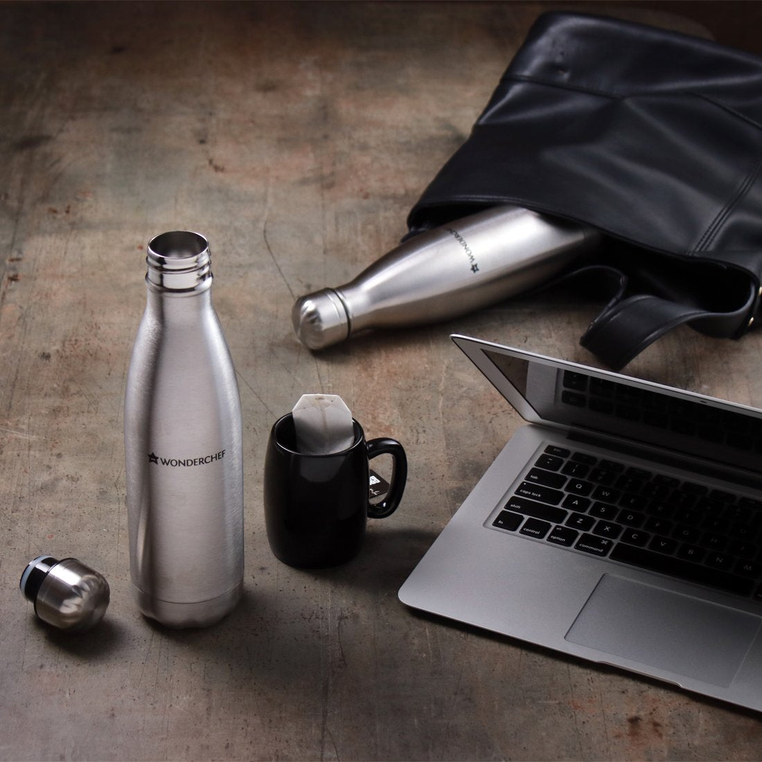 Wonderchef Aqua-Bot Vacuum Bottle Stainless Steel (SS Finish) 1L