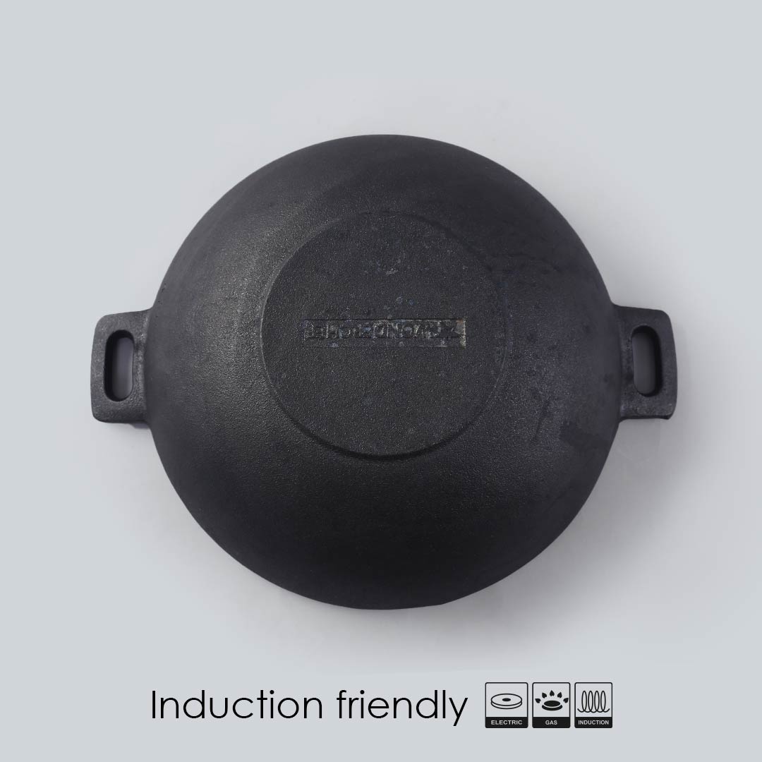 Wonderchef Forza Pre Seasoned Cast Iron Kadhai 30cm, 3.35L, 3.8mm