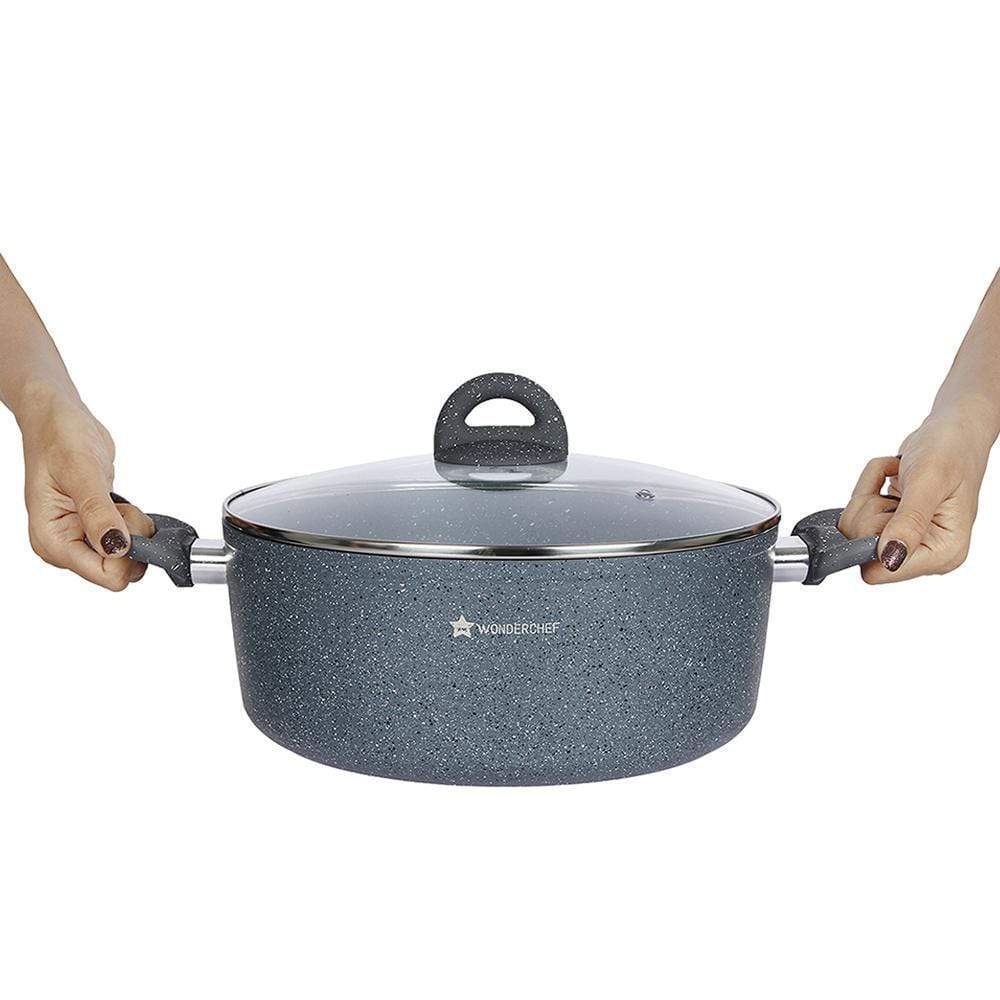 Wonderchef Granite 28 cm Casserole with lid 6.5L