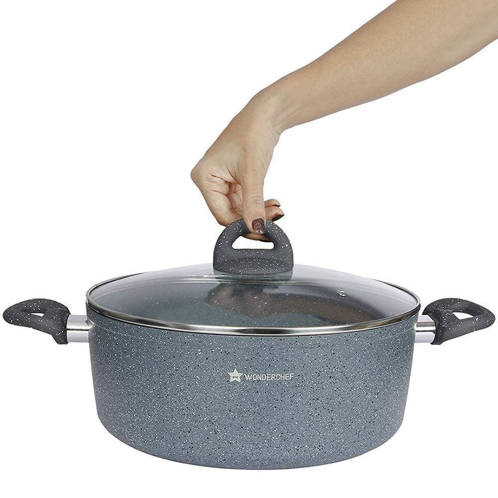 Wonderchef Granite 28 cm Casserole with lid 6.5L
