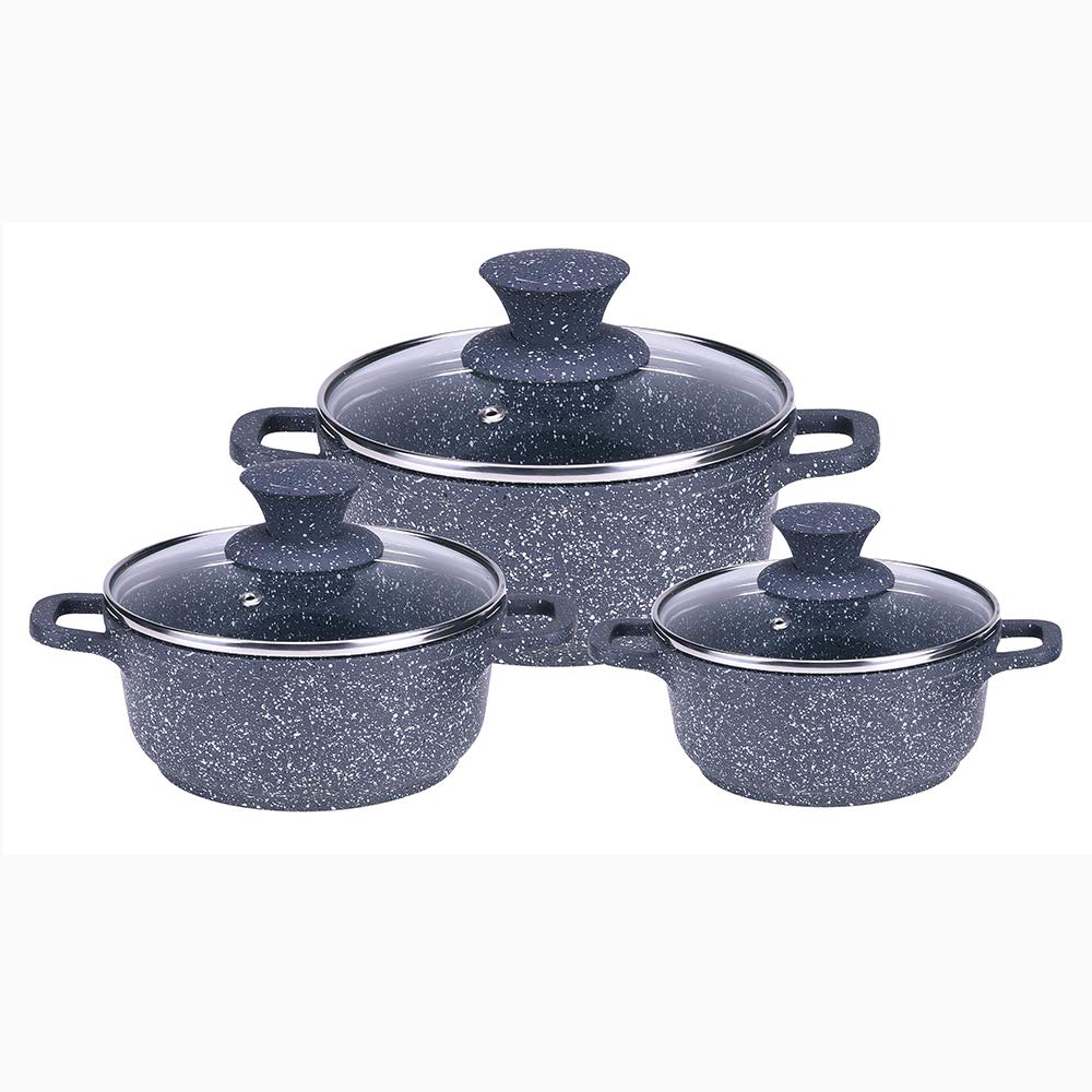 Wonderchef Granite Range Die-Cast Casserole Set – 6 Pc - Grey