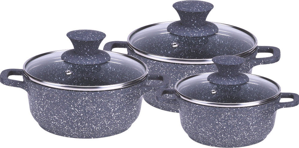 Wonderchef Granite Range Die-Cast Casserole Set – 6 Pc - Grey