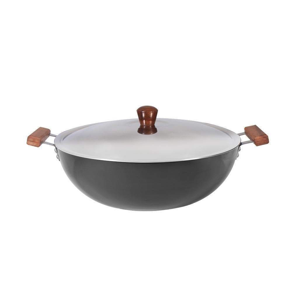 Wonderchef Ebony Deep Kadhai with Lid 34cm-Cookware
