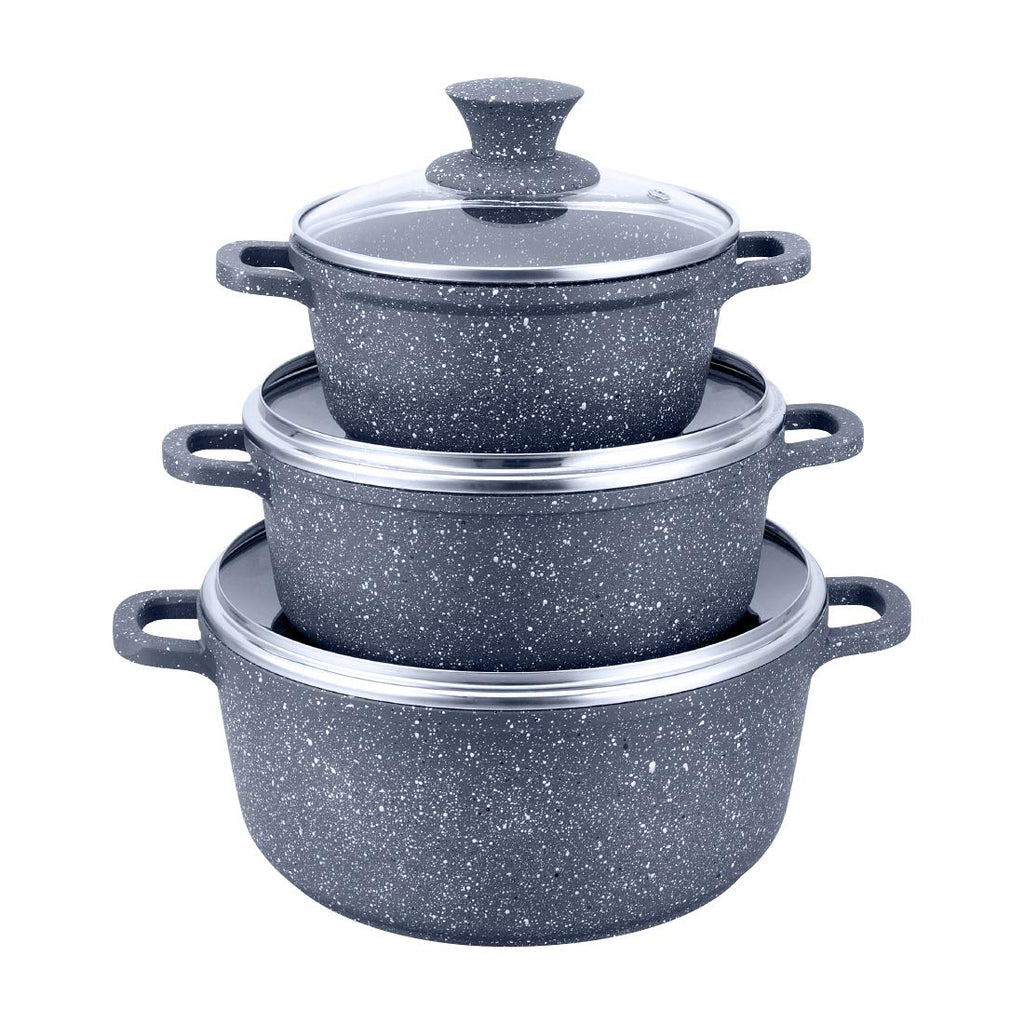 Wonderchef Granite Range Die-Cast Casserole Set – 6 Pc - Grey