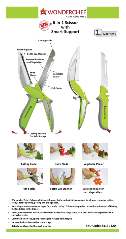 Wonderchef 6-in-1 Scissor with Smart- Support
