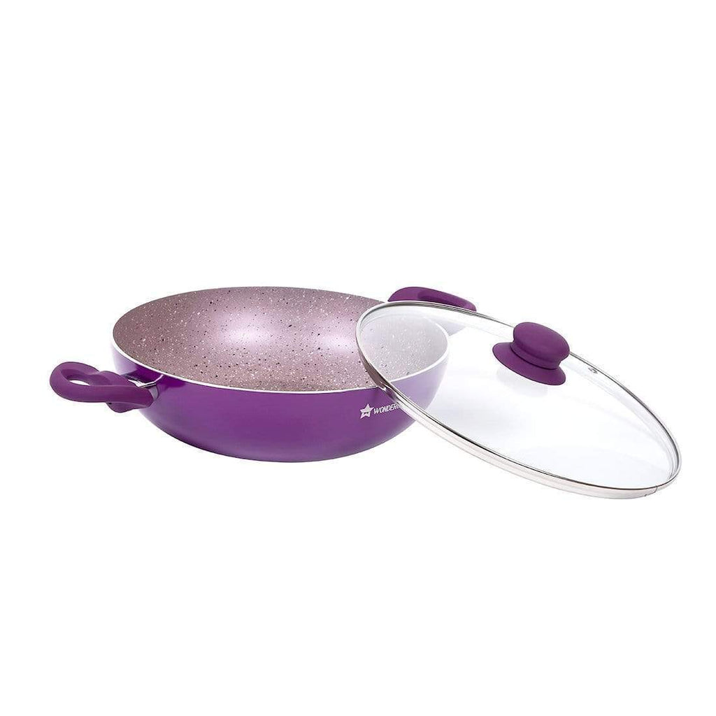 Wonderchef Royal Velvet Wok With Lid 24cm, 2.7L, Purple