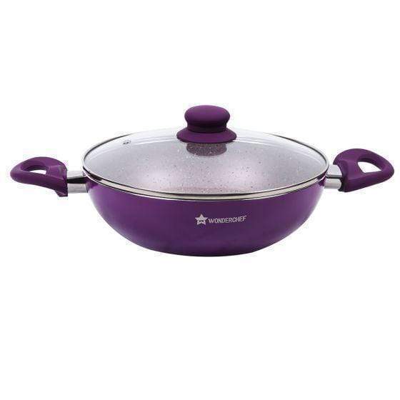 Wonderchef Royal Velvet Wok With Lid 24cm, 2.7L, Purple